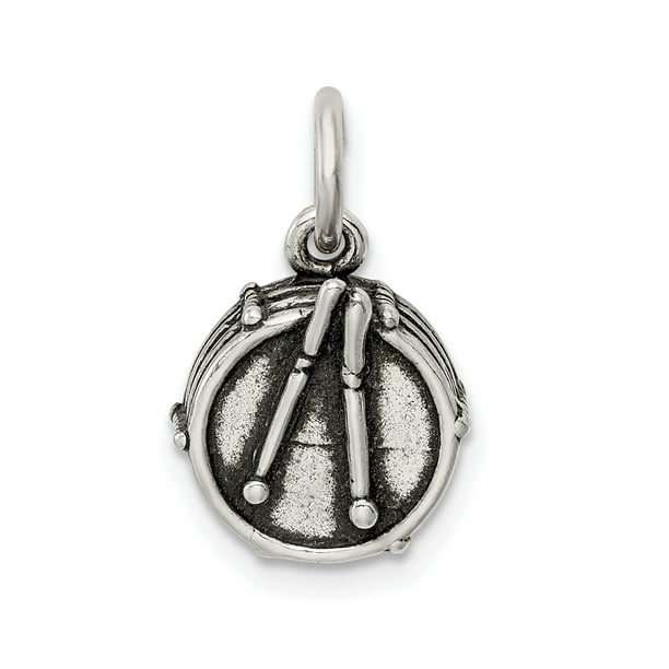 925 Sterling Silver Music Charm Drum Set Pendant Necklace 
